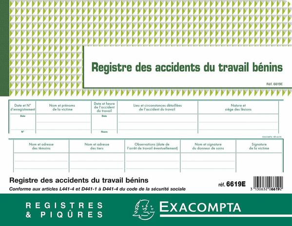 Registre des accidents du travail bénins